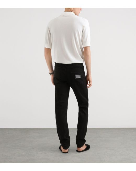 Dolce & Gabbana White Cotton Crest Logo Polo Shirt for men