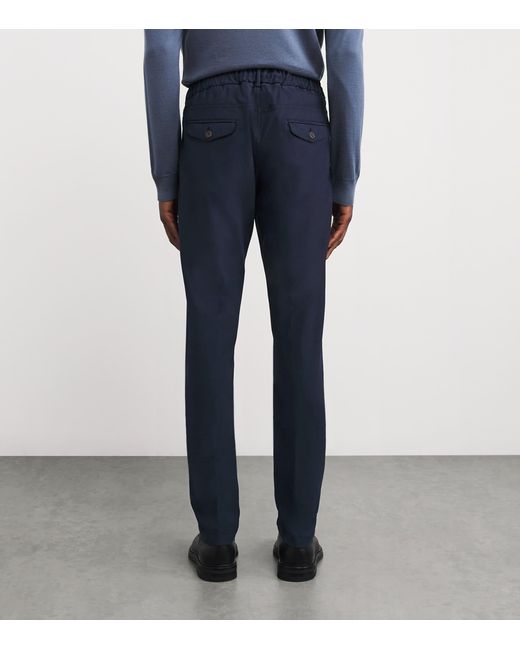 Eleventy Blue Cotton-Blend Drawstring Trousers for men