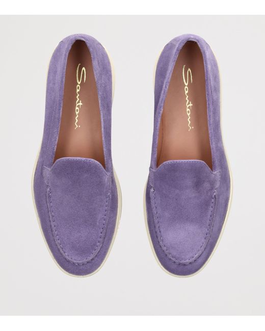 Santoni Purple Suede Loafers