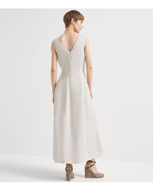 Brunello Cucinelli White Lessivé Linen Maxi Dress