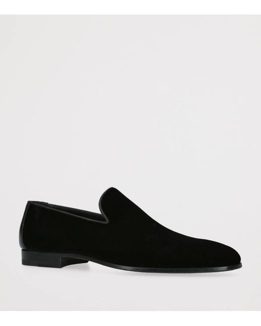 Magnanni Shoes Black Velvet Jareth Venetian Loafers for men