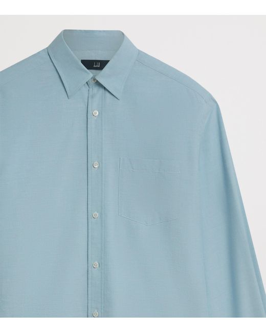 Dunhill Blue Cotton-Cashmere Oxford Shirt for men
