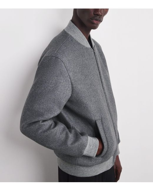 Herno Gray Wool-Blend Felt Bomber Jacket for men