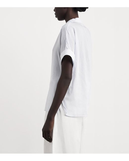 Eleventy White Cotton-Silk Striped Shirt