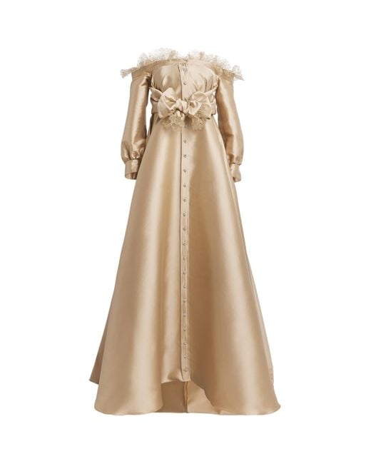 Alexis Mabille Natural Lace-Trim Kurkova Gown