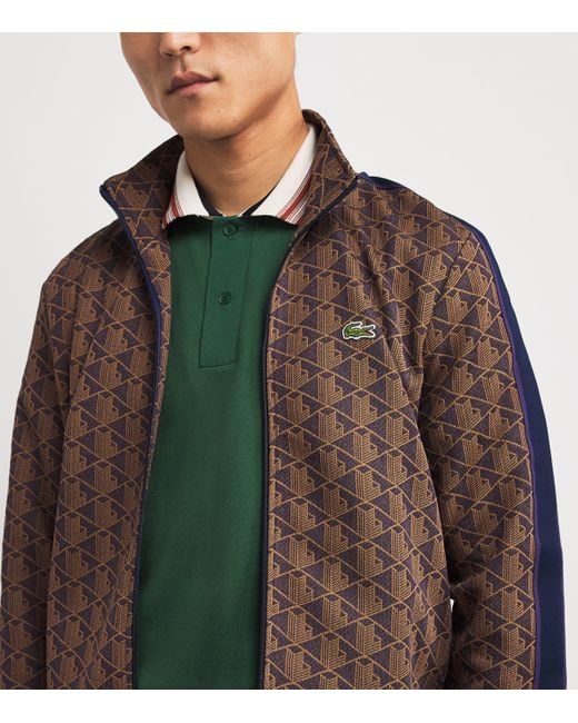 Lacoste Brown Jacquard Logo Track Jacket for men