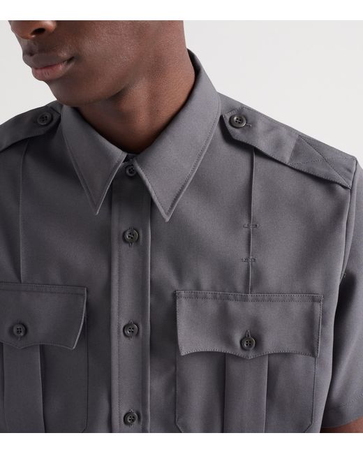 Prada Gray Technical Short-Sleeve Shirt for men