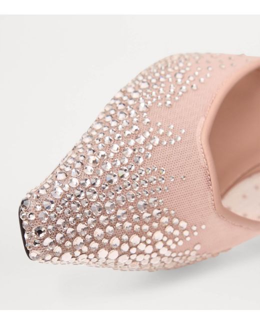 Jimmy Choo Pink Vivi 65 Mesh Embellished Mules