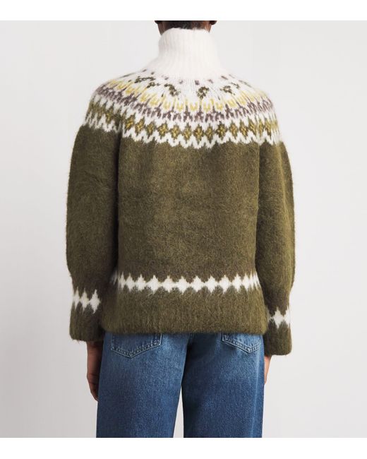 Rag & Bone Green Alpaca-Blend Jacquard Beth Sweater