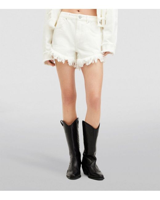 AllSaints White Frayed Astrid Denim Shorts