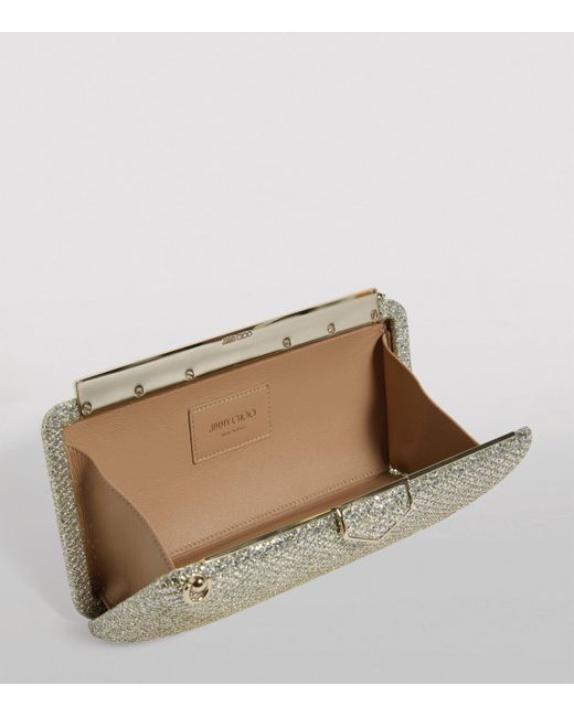 Jimmy Choo Gray Ellipse Glitter Clutch Bag