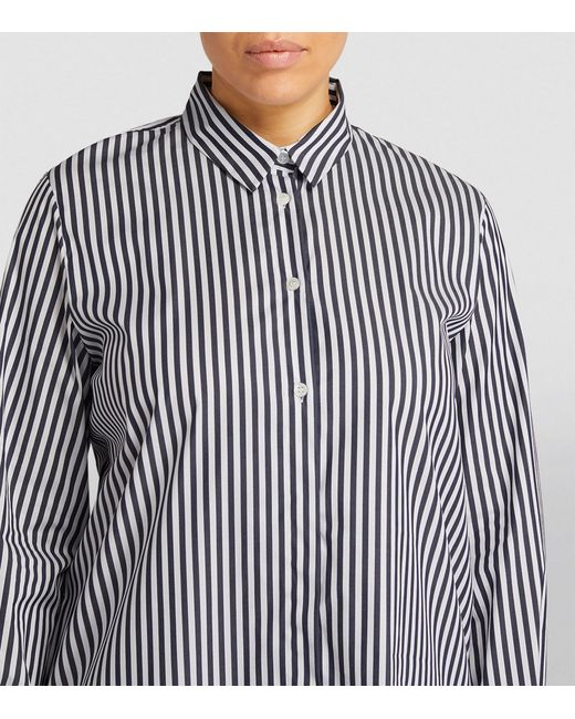 Marina Rinaldi Blue Twill Striped Tunic Shirt