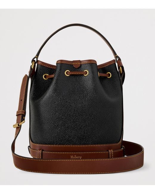 Mulberry Black Small Leather-Trim Bucket Bag