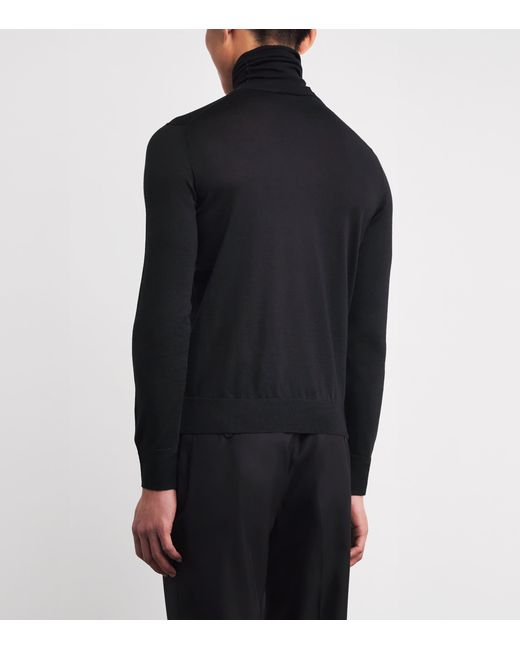 Isaia Black Wool-Silk-Cashmere Rollneck Sweater for men