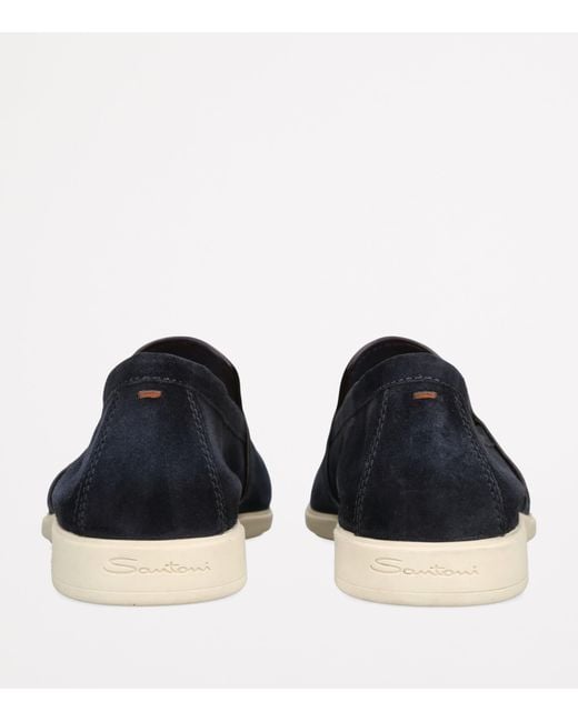 Santoni Blue Suede Malibu Loafers