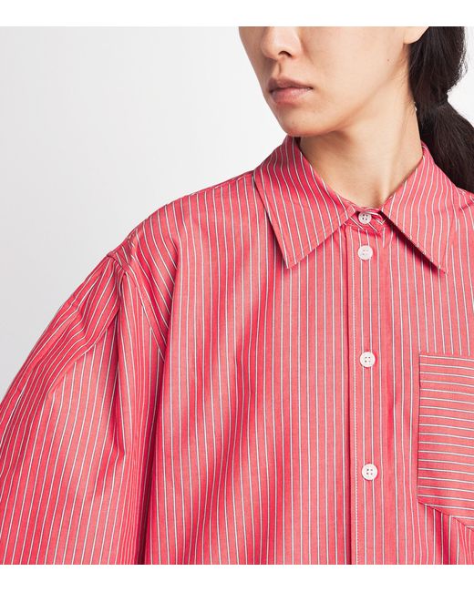 Ganni Pink Cotton Stripe Oxford Shirt