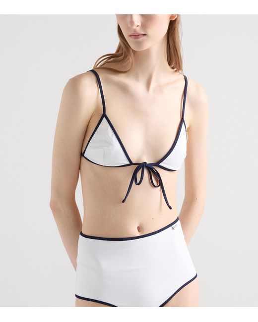 Prada White Jersey Triangle Bikini Top