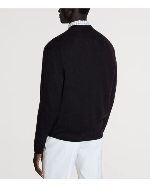 Dunhill Black Cashmere-Linen V-Neck Cardigan for men