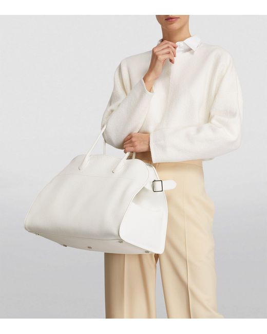 The Row Leather Margaux 17 Tophandle Bag in White Lyst