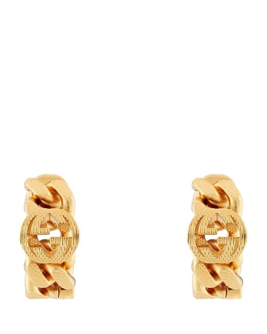 Gucci Metallic Interlocking G Hoop Earrings for men