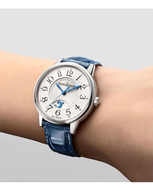 Jaeger-lecoultre Blue Medium Stainless Steel And Diamond Rendez-Vous Night & Day Watch