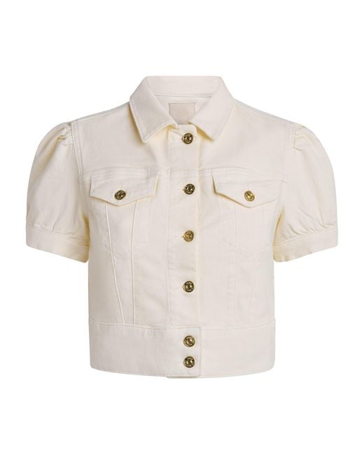 PAIGE White Short-Sleeve Kendra Denim Jacket