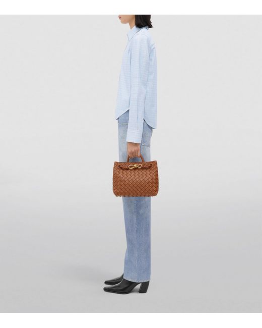 Bottega Veneta Brown Small Leather Andiamo Top-Handle Bag