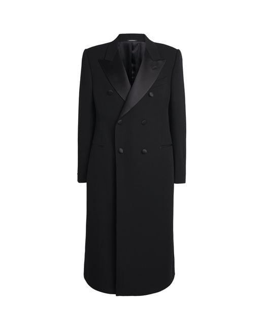 Emporio Armani Black Virgin Wool Double-Breasted Coat for men