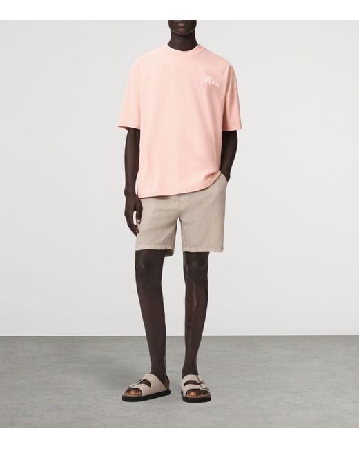 AllSaints Pink Organic Cotton Oversized Odyssey T-Shirt for men