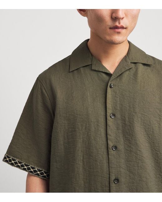 Commas Green Embroidered Resort Shirt for men