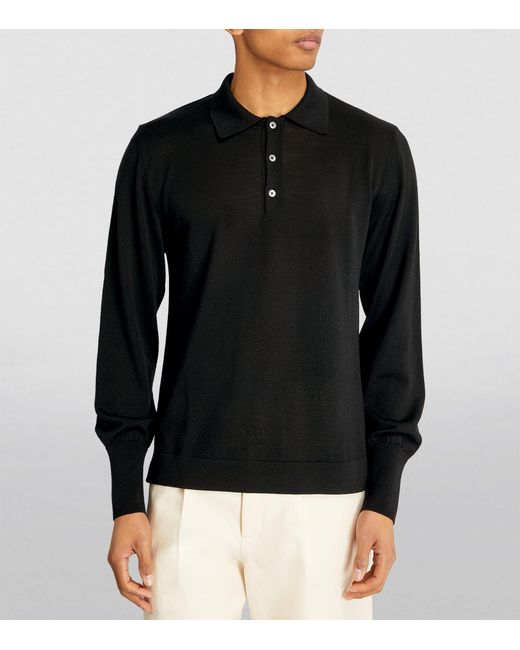 Officine Generale Black Knitted Brutus Polo Shirt for men