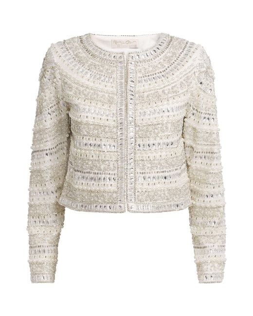 Alice + Olivia White Embellished Kidman Jacket