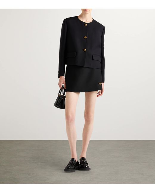 Prada Black Wool-Silk Mini Skirt