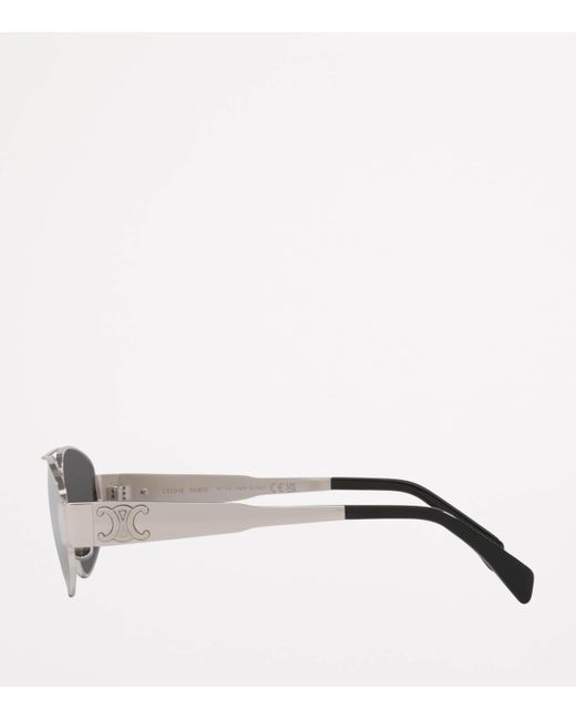 Céline Gray Metal Triomphe Pilot Sunglasses for men