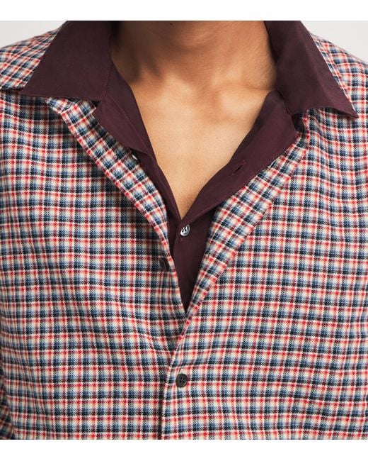 Dries Van Noten Purple Flannel Check Shirt for men