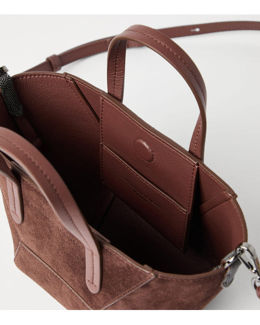 Brunello Cucinelli Brown Mini Suede Bc Duo Tote Bag