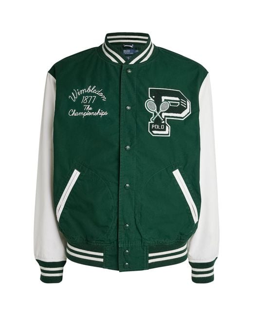 Ralph Lauren Green X Wimbledon Cotton Varsity Jacket for men