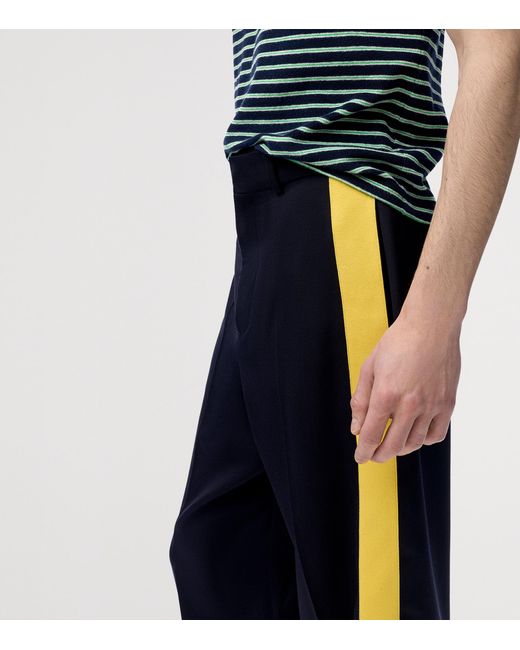 Loewe Blue Wool-Blend Stripe Trousers for men