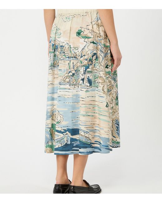 Weekend by Maxmara Green Cotton Lake-Print Skirt