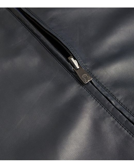 Corneliani Gray Leather Bomber Jacket for men