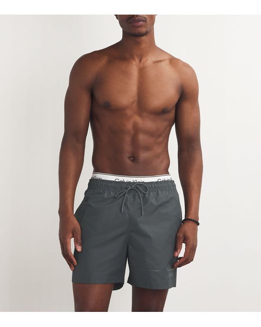 Calvin Klein Gray Meta Legacy Waistband Swim Shorts for men