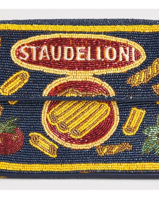 Staud Blue Beaded Tommy Shoulder Bag