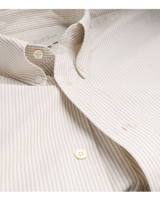 Studio Nicholson White Cotton Stripe Oversized Ruskin Shirt for men