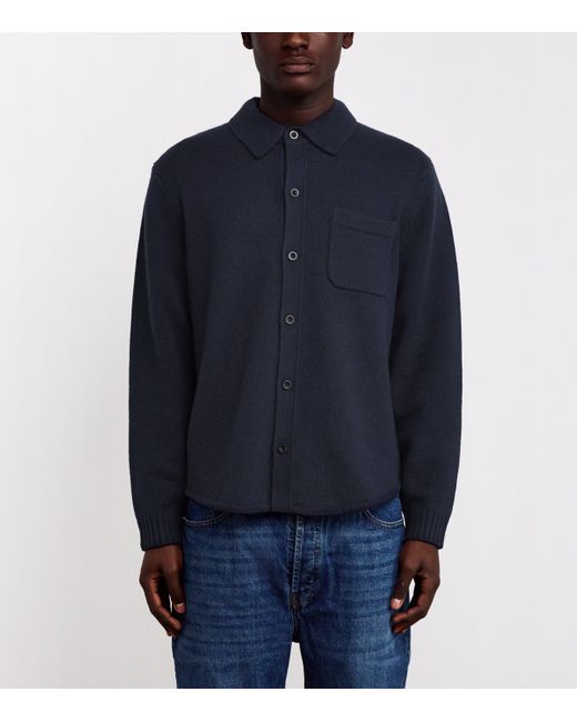 Vince Blue Wool Chest Pocket Cardigan for men