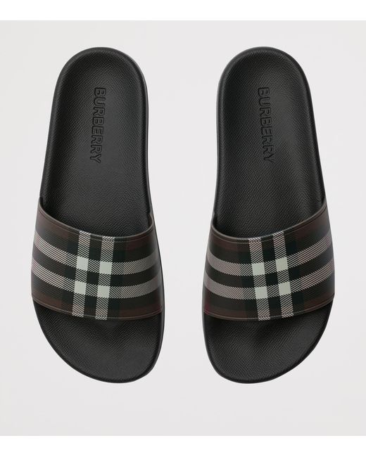 Burberry Brown Check Slides