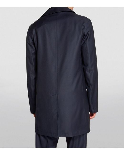 Pal Zileri Blue Wool Overcoat for men