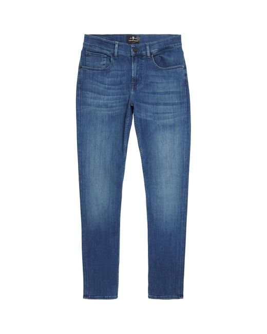 7 For All Mankind Blue Slimmy Tapered Luxe Performance Plus Jeans for men