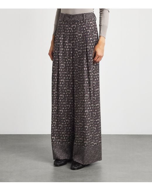 Colombo Gray Silk Printed Trousers