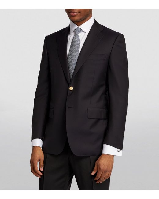 Canali Black Wool Single-Breasted Suit Jacket for men