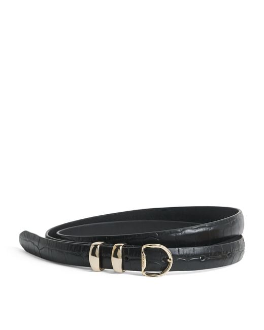 Sandro Black Croc-Embossed Leather Buckle Belt